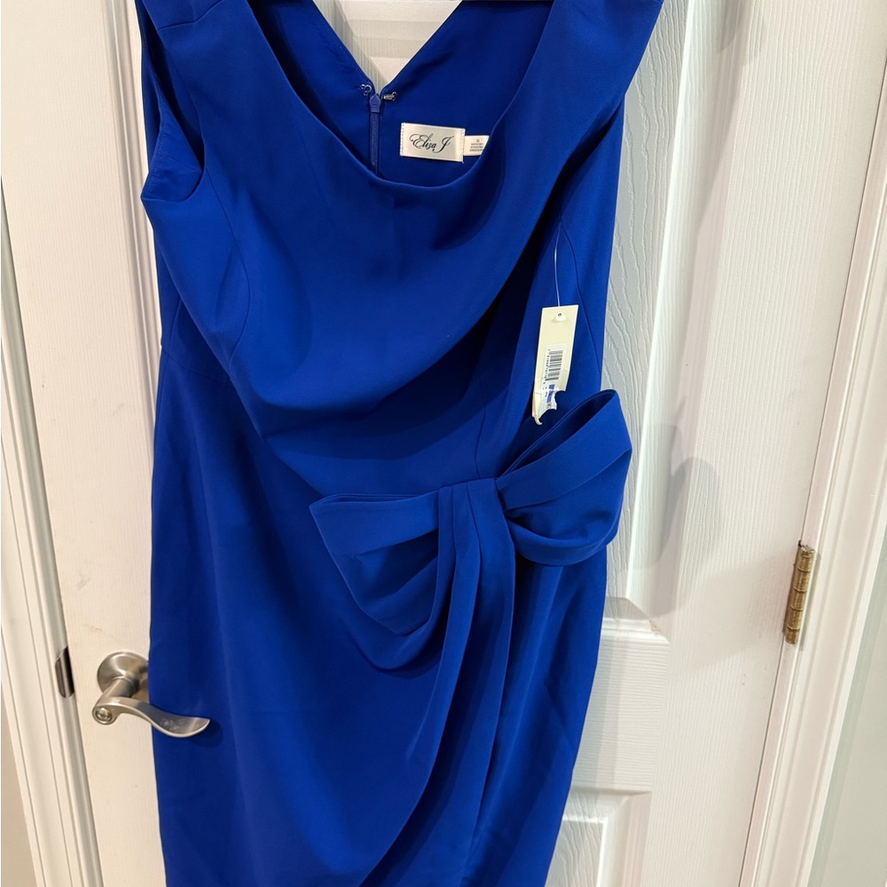 Eliza J Cobalt Blue Mini Dress with Elegant Bow